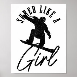 Poster Rapariga de Neve Winter Vintage Snowboard Snowbobo