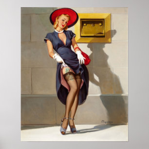 Poster Rapariga de Pin-Up Retro