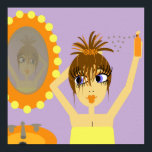 Póster Rapariga de pop Art se preparando<br><div class="desc">Design divertida e divertida para um presente único</div>