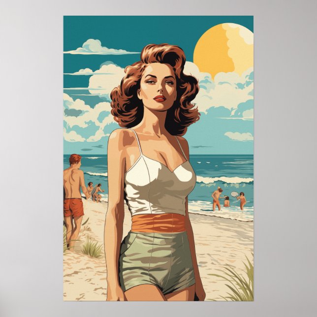 Poster Rapariga de Praia de 1950 (Frente)