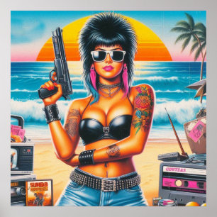 Poster Rapariga do Retrowave 80