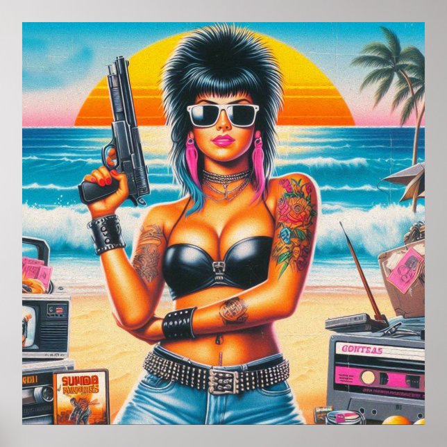 Poster Rapariga do Retrowave 80 (Frente)