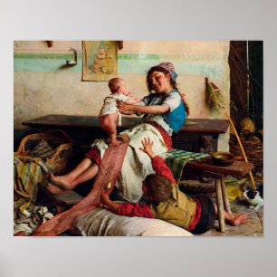 Poster Rapariga e bebê de Gaetano Chierici