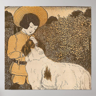 Póster Rapariga e cão