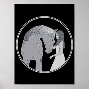 Poster Rapariga e Cavalo Equestre