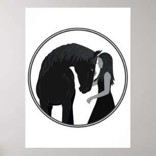 Poster Rapariga e Cavalo Equestre