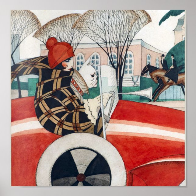 Poster Rapariga e colocar em um automóvel (Frente)