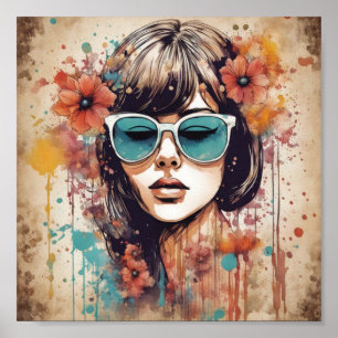 Poster Rapariga e flores