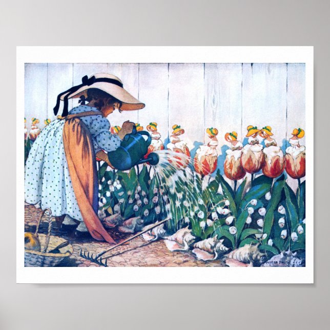 Poster Rapariga e Tulip, Jessie Willcox Smith (Frente)