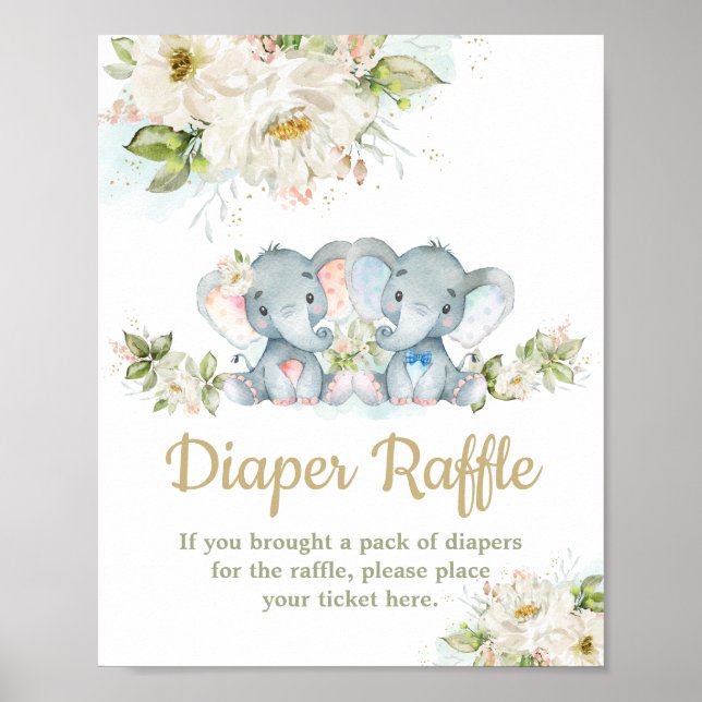 Poster Rapariga-Elefante-Chá de fraldas Raffle-Fralda-Ele (Frente)