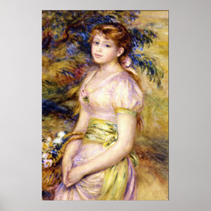 Póster Rapariga jovem com cesta de flores por Renoir
