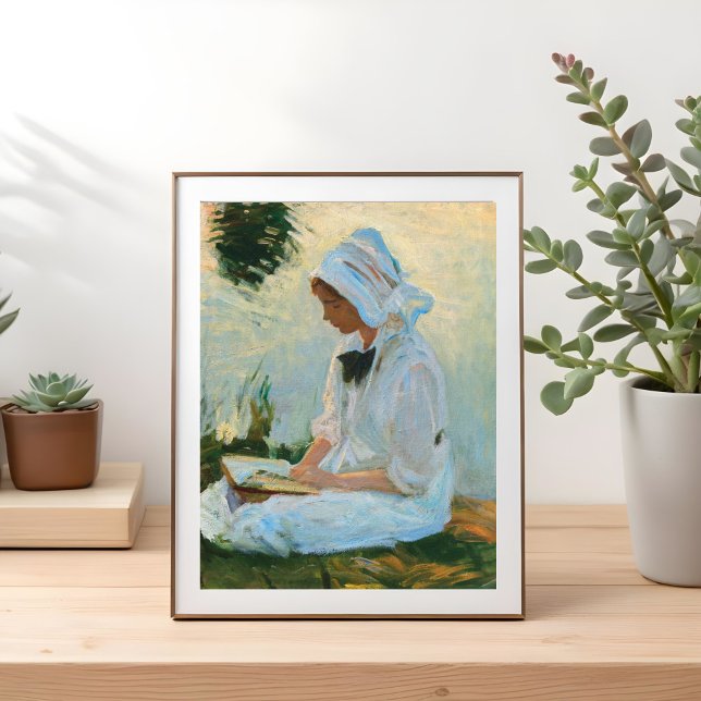 Poster Rapariga lendo por um riacho, Sargent 1888 (Criador carregado)