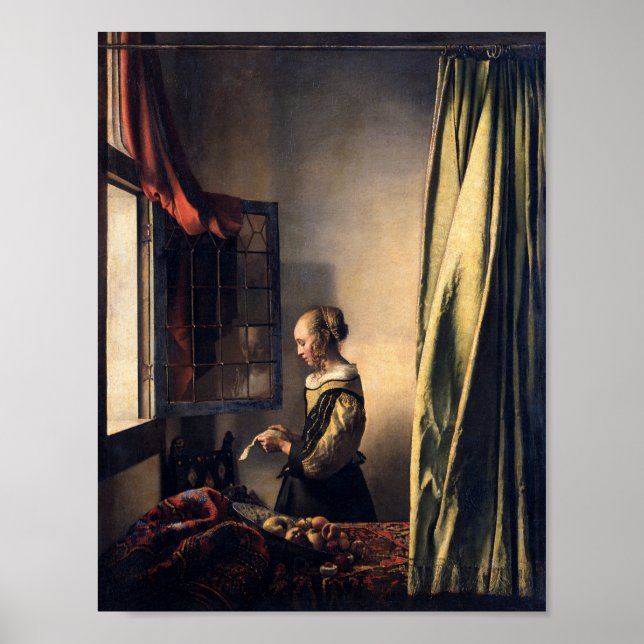 Poster Rapariga lendo uma carta de Johannes Vermeer Art (Frente)
