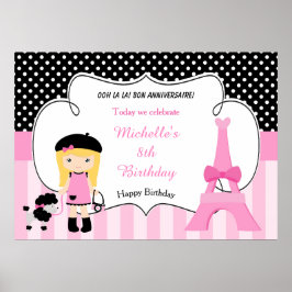 Poster Rapariga Loira da Torre Eiffel de Paris