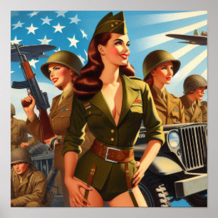 Poster Rapariga Militar Vintage