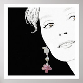 Poster Rapariga na arte da ilustração do brinco de pérola