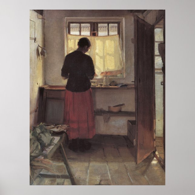 Póster Rapariga na cozinha por Anna Ancher (Frente)