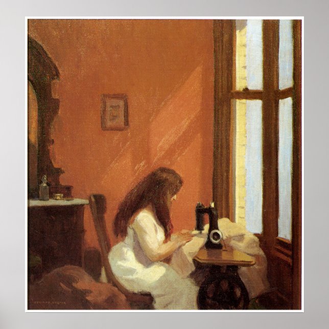 Póster Rapariga na máquina de costura, Edward Hopper (Frente)