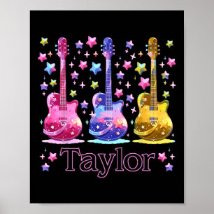Poster Rapariga Retro Taylor Nome Personalizado Groovy 8