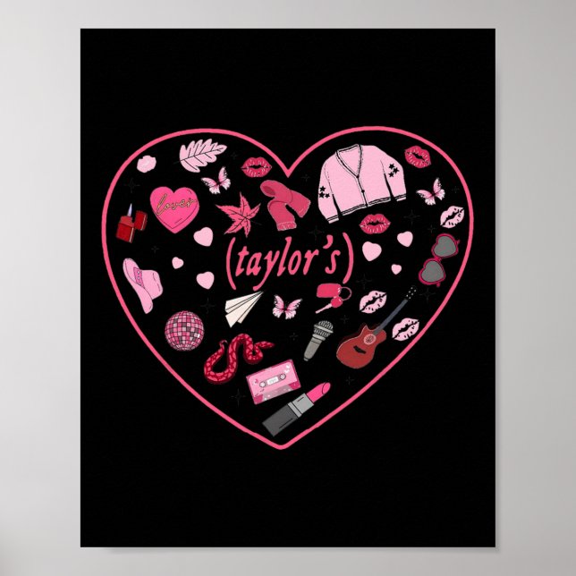 Poster Rapariga Retro Taylor Nome Personalizado Valentin (Frente)