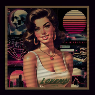 Poster Rapariga Retrowave dos anos 80
