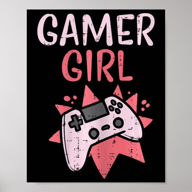 Poster Rapariga Rosa Game Controller Gaming Mulheres (Frente)