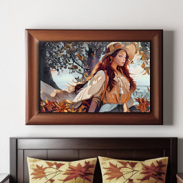 Poster Rapariga Rustic Blue and Tan Watercolor