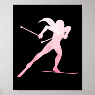 Poster Rapariga Silhouette Cross Country Skiing Winter Sp