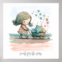 Rapariga Stars Watercolor Nursery Wall Art