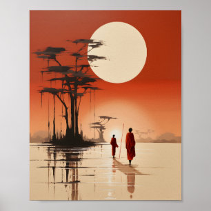 Poster Raparigas Africanas Ilustram Arte Africana Minimal