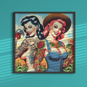 Poster Raparigas Agricultoras Tatuadas