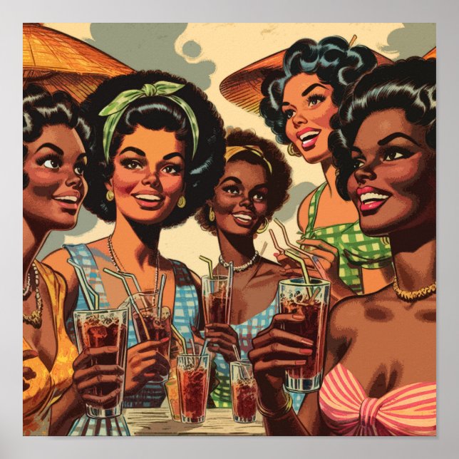Poster Raparigas de Coquetéis Retro (Frente)