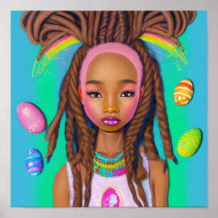 Poster Raparigas de Melanina Mágica Caçadora Negra de Ovo