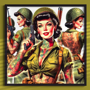Poster Raparigas de Soldados Retro