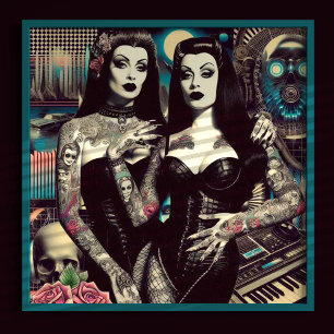 Poster Raparigas Góticos Retrowave