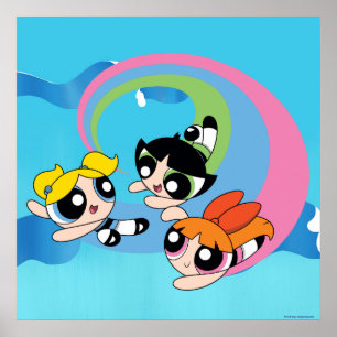 Poster Raparigas Powerpuff Voam Pelo Céu