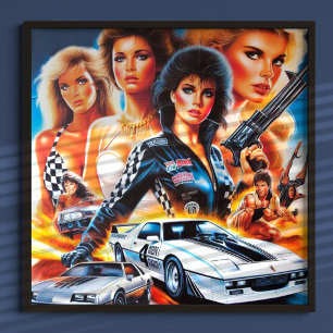 Poster Raparigas Race Action dos anos 80