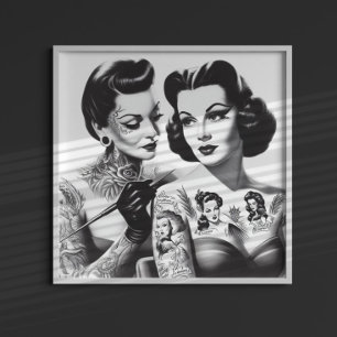 Poster Raparigas Retro Tatuadas