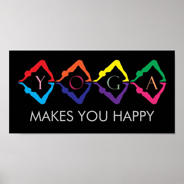 Poster Raparigas YOGA multicoloridas - modelo de texto (Frente)