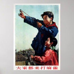 Poster Rapaz atira no Pest de Agricultura de 1956 China
