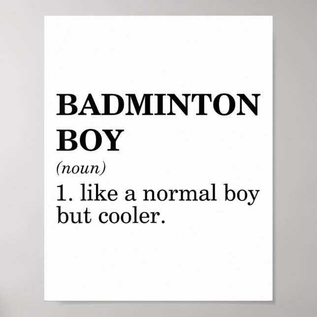 Poster Rapaz de Badminton Definição de Substantivo Peteca (Frente)