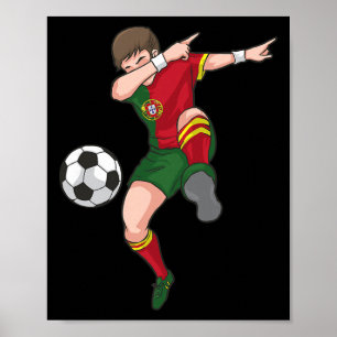 Poster Rapaz de Futebol Dabbing Portugal Camisa de Futebo