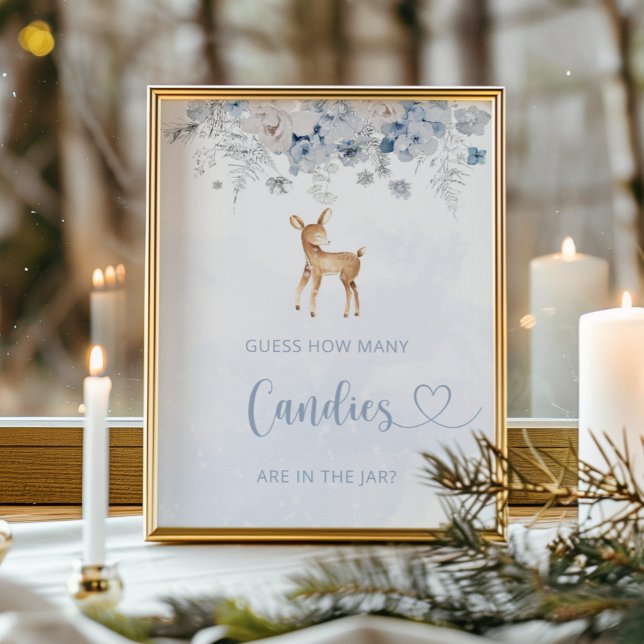 Poster Rapaz de inverno, veado, adivinha quantas canetas? (Criador carregado)