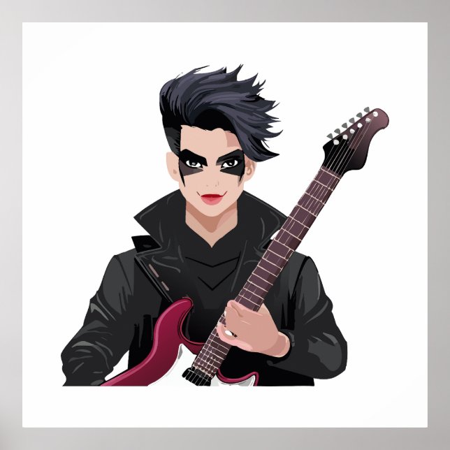 Poster Rapaz emo com cabelo preto (Frente)