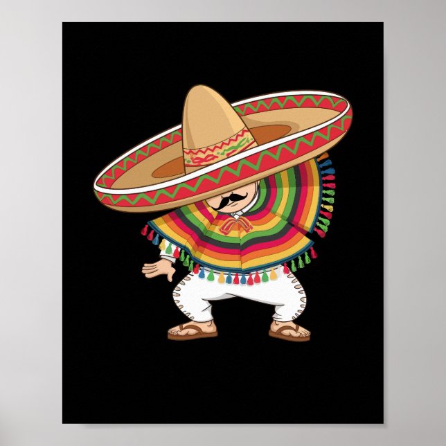 Poster Rapaz Mexicano Dabbing Poncho Cinco de Mayo (Frente)