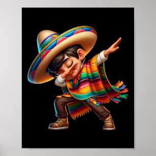 Poster Rapaz Mexicano Dabbing Poncho Cinco De Mayo 2