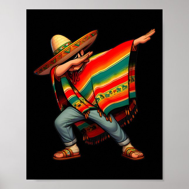 Poster Rapaz Mexicano Dabbing Poncho Cinco De Mayo 4 (Frente)