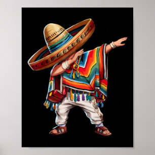 Poster Rapaz Mexicano Dabbing Poncho Funny Cinco De Mayo