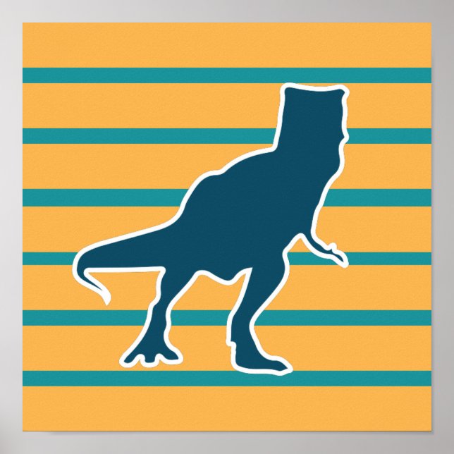 Poster Rapazes coloridos de dinossauros T-rex (Frente)