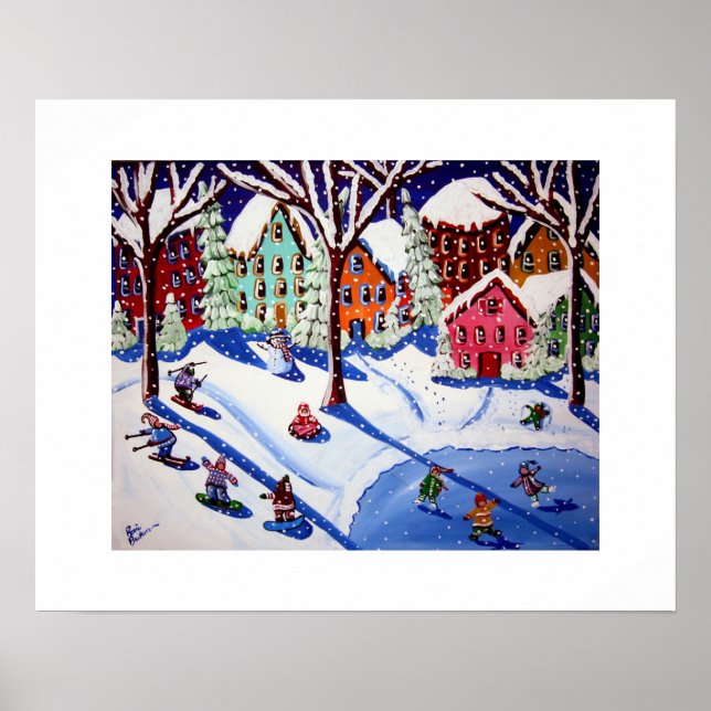 Póster Rapazes do inverno Arte Folha Skate de Gelo Snowbo (Frente)